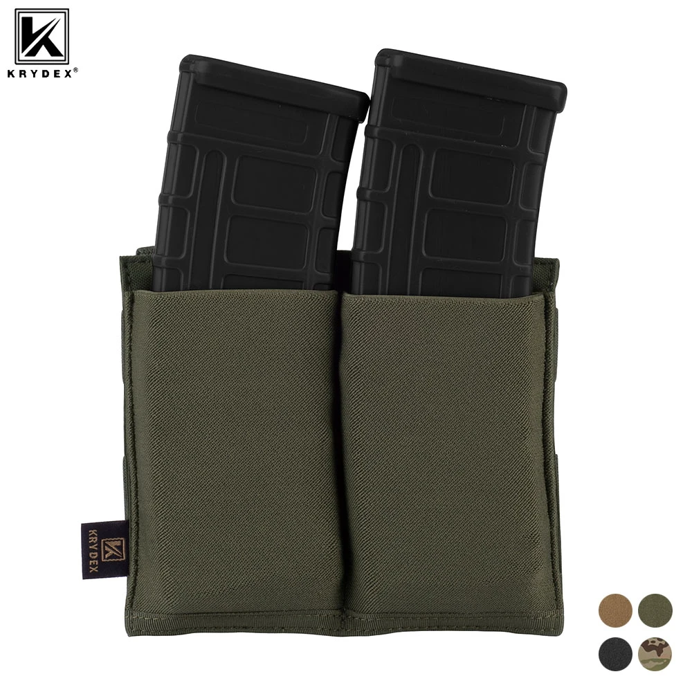 KRYDEX Tactical Fast‑Draw Elastic Double Magazine Pouch, 5.56 .223 Mag Holder for M4 M16, Hunting Multi‑Use MOLLE Pouch