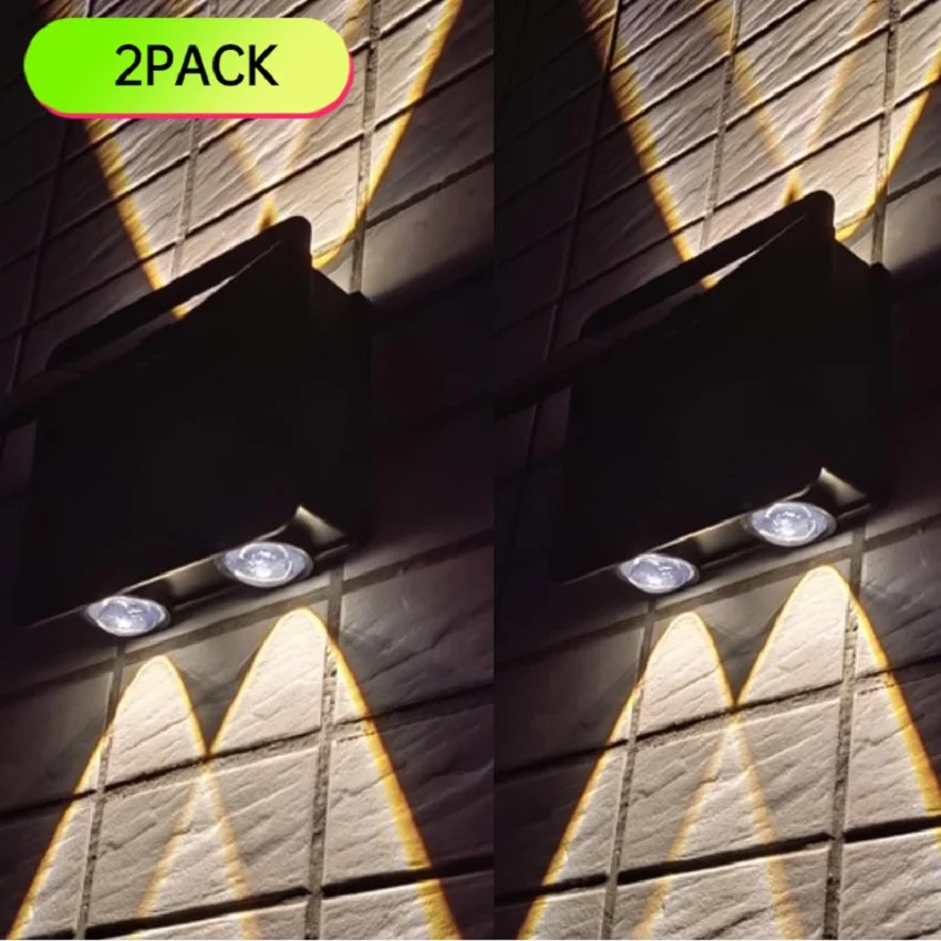 

2PACK Solar Wall Lamp Outdoor Waterproof Solar Powered Light UP and Down Illuminate Home Garden Yard Decoration Outside Sunlight