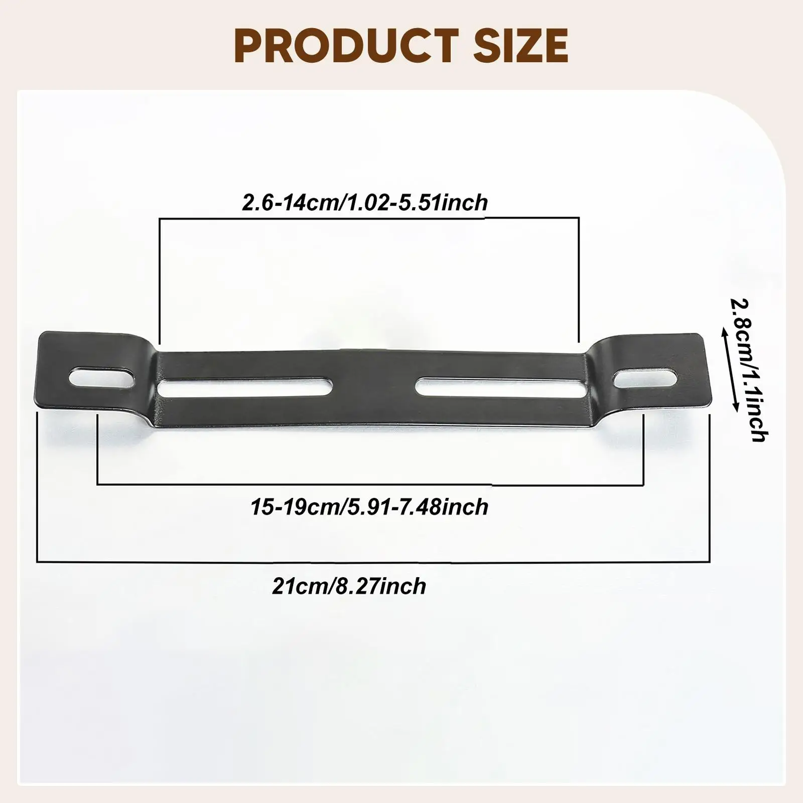 Motorcycle Rear Tail Plate Holder Durable Iron Frame Adjustable Hole Spacing Mount for Scooter and Moped