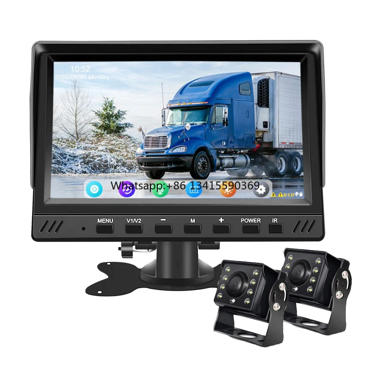 

7-дюймовый 2-канальный видеорегистратор IP68, камера заднего вида 1080P AHD, система мониторинга парковки, TF-карта, рекордер, 2 шт., монитор вождения для грузовиков