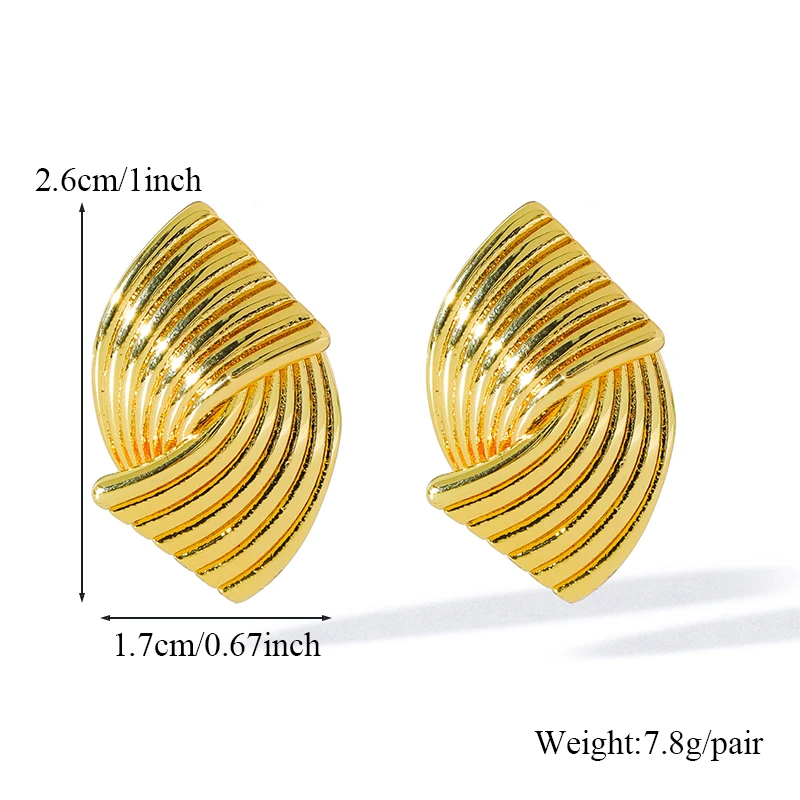 EILIECK 316L Stainless Steel Geometric Lines Stud Earrings For Women Fashion 18K Gold Plated Waterproof Jewelry Gift Bijoux