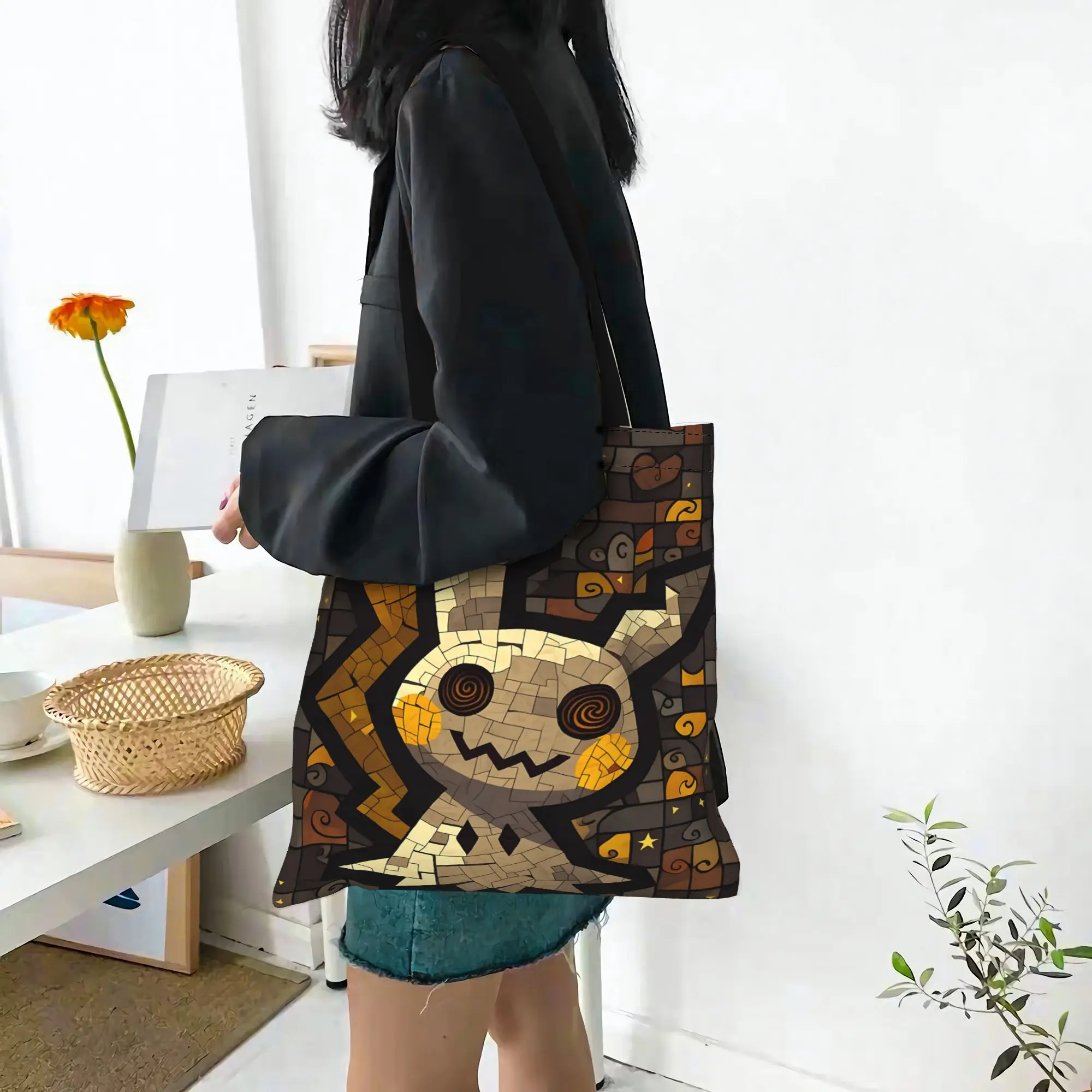 Fashion Pokemon Mimikyu Antique Yellow Women's Bag Shopping Bag  Canvas Tote Bag Women'S Shoulder Handbag Christmas Gift