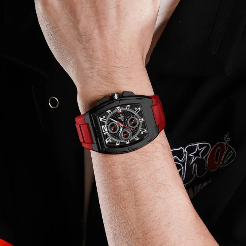 NAVIFORCE Men Watches Quartz Chronograph Date Display Luminous Waterproof Silicone Band Male Fashion Daily Wear Sport Wristwatch