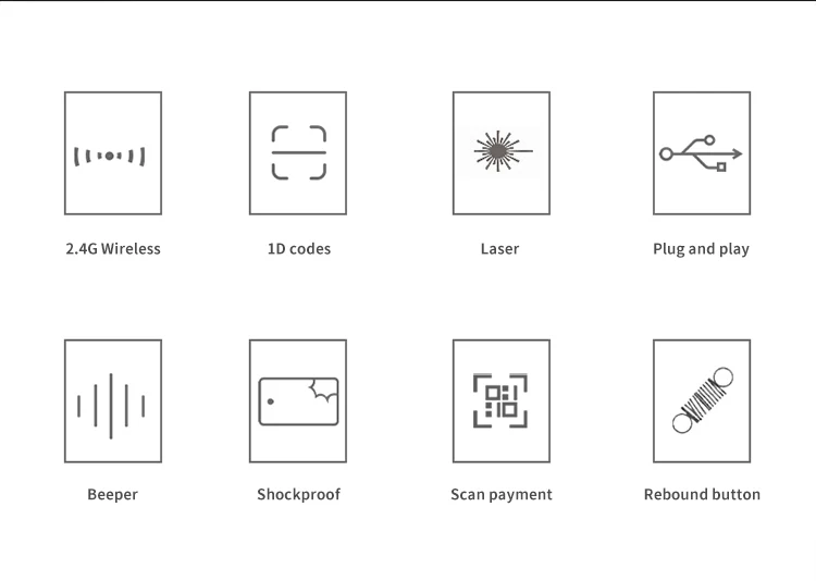 ماسح الباركود اللاسلكي Laser 1D لمستودع البيع بالتجزئة مع تقنية 2.4G اللاسلكية #1