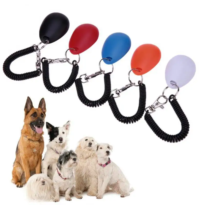 Pet Cat Dog Training Clicker Plastic New Dog Click Trainer Portable Auxiliary Adjustable Wristband Sound Key Chain Dog Supplies