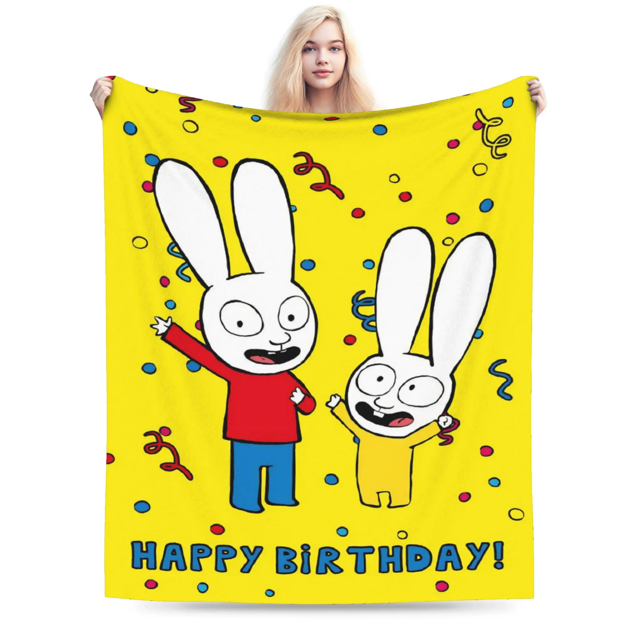 Simon Super Rabbit Blanket Fleece  Relax Lightweight Thin Throw Blanket for Bedroom Rug Piece