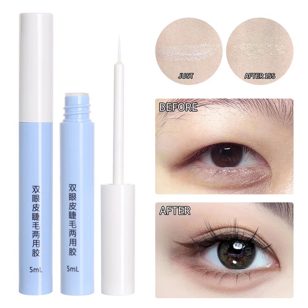 2-in-1 Adhesive Eyelash Glue Fast Dry Waterproof Double Eyelid Styling Shaping Glue Individual Eyeslashes Extensions Makeup Tool