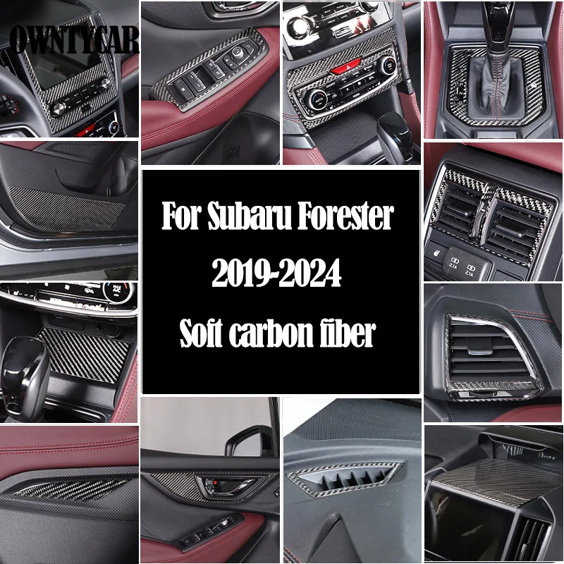 

Мягкое углеродное волокно для Subaru Forester 2019-2024, комплект интерьера, приборная панель автомобиля, консоль, панель переключения передач, накладка, автомобильные аксессуары