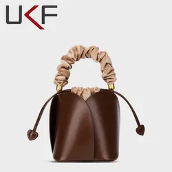 UKF New Mini Bucket Bags for Women Petal Luxury Designer Handbag Shoulder Messenger Bags Drawstring Women's Bag сумка женская