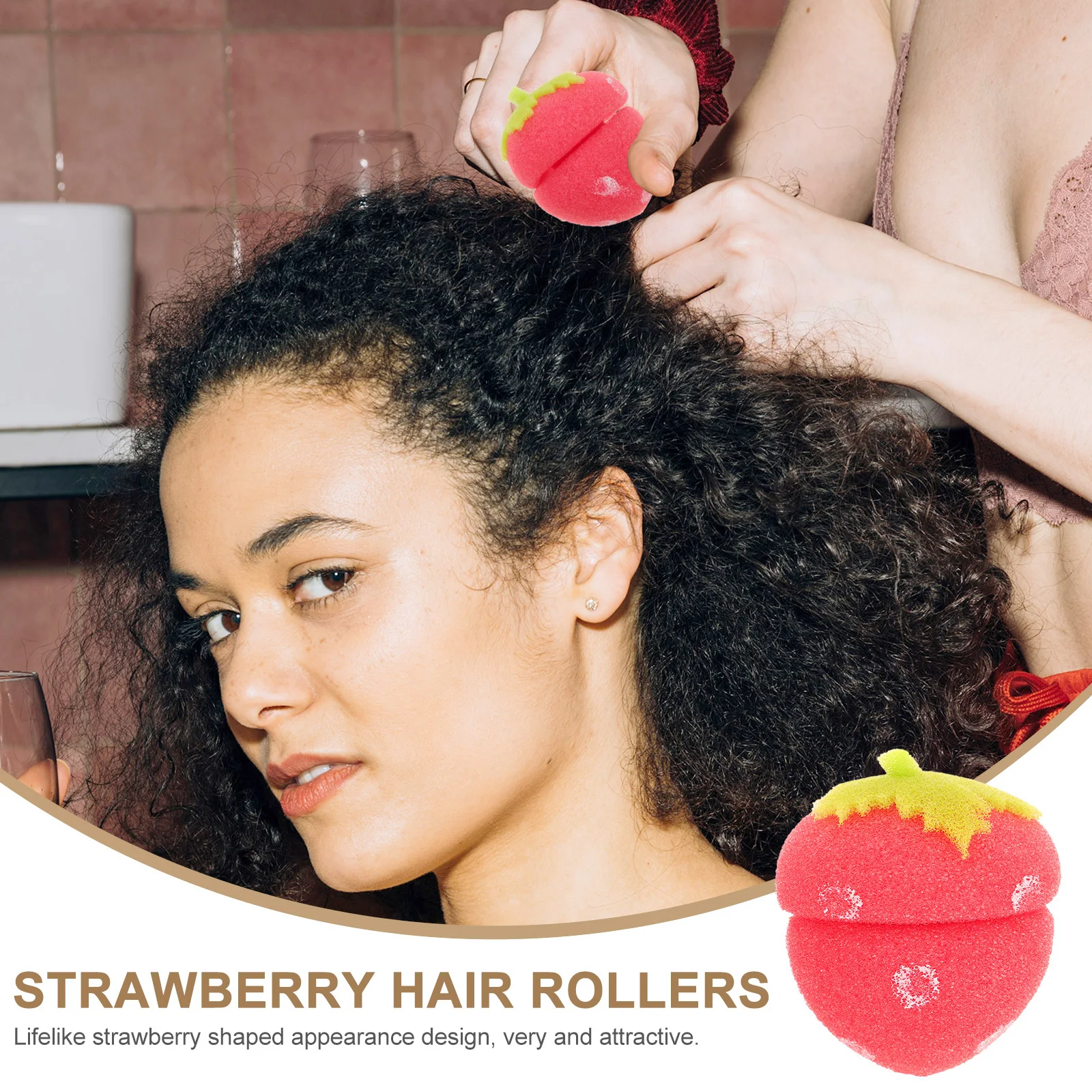 12 قطعة شكل الفراولة الإسفنج بكرو الشعر الأحمر لينة تنفس بكرات لراحة عشية وضحاها الشباك الإسفنج بكرو الشعر #1