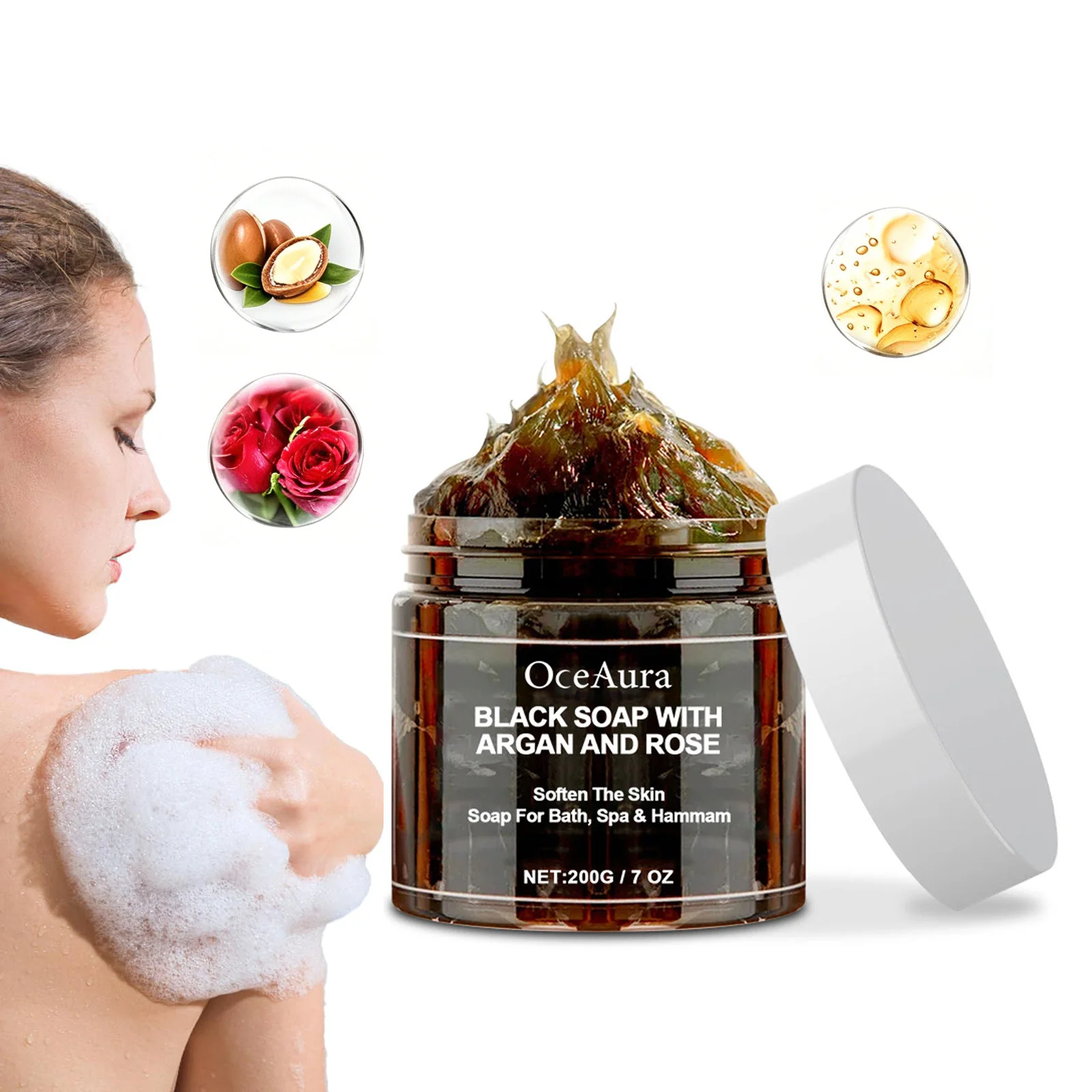 Black Cleansing Soap Dead Skin Remover Body Scrub Purifying Cleansing Exfoliating Oil Control Brighten Soft Body Scrub Cream
