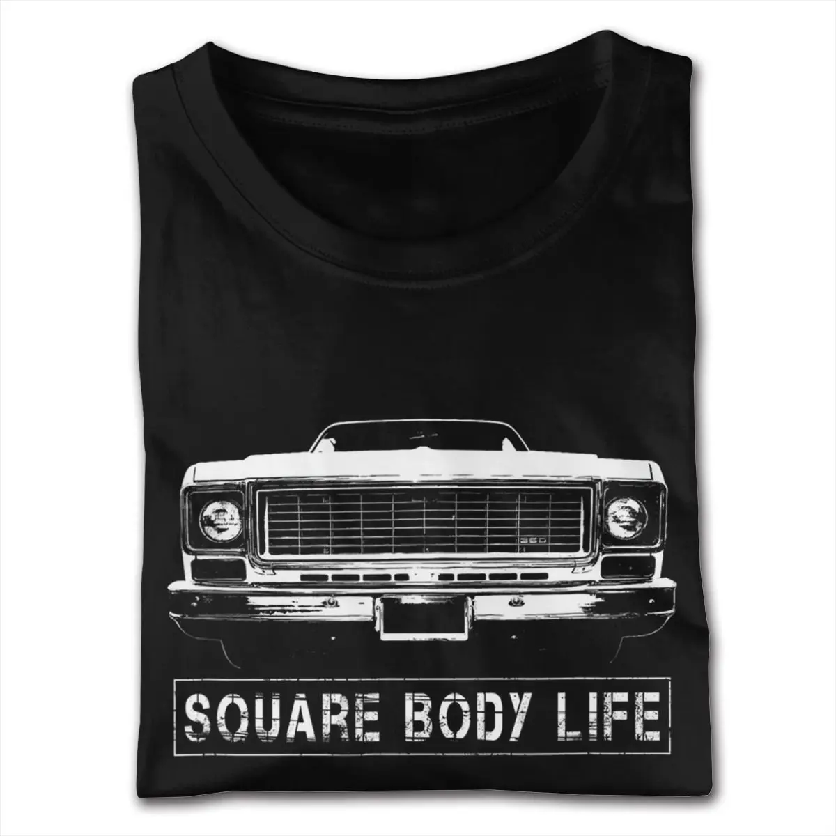 Summer Early 70s Square Body Truck t shirt Short Sleeve Boyfriend's XXXL Black Tshirt