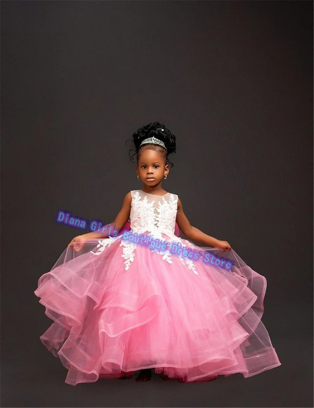 Luxury Flower Girl Dress Pink Tulle Fluffy for Little Girls Princess Weddings Birthday Party Ball Evening Customised Dresses