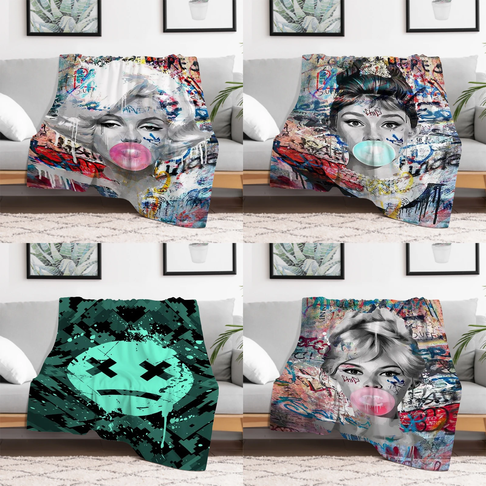 Abstract Graffiti Banksy Pop Art Blanket Double Bed Blankets for Decorative Sofa Furry Summer Comforter Throw & Throws Anime