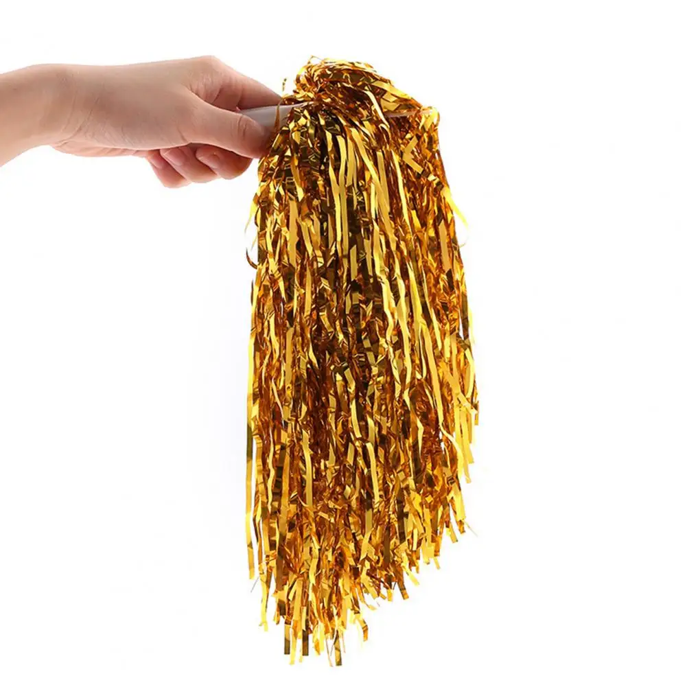 Field Shining Cheerleader Accessories 2 Pcs Cheerleading Pom Poms with Plastic Handles Colorful Foil Dance Props for Women