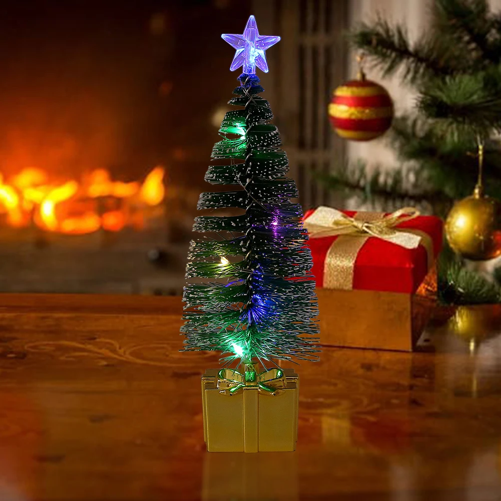 Christmas Tree Statue Light Xmas Tree Miniature Mini Pine Tree Decoration LED Light Tabletop Decoration for Tabletop Window