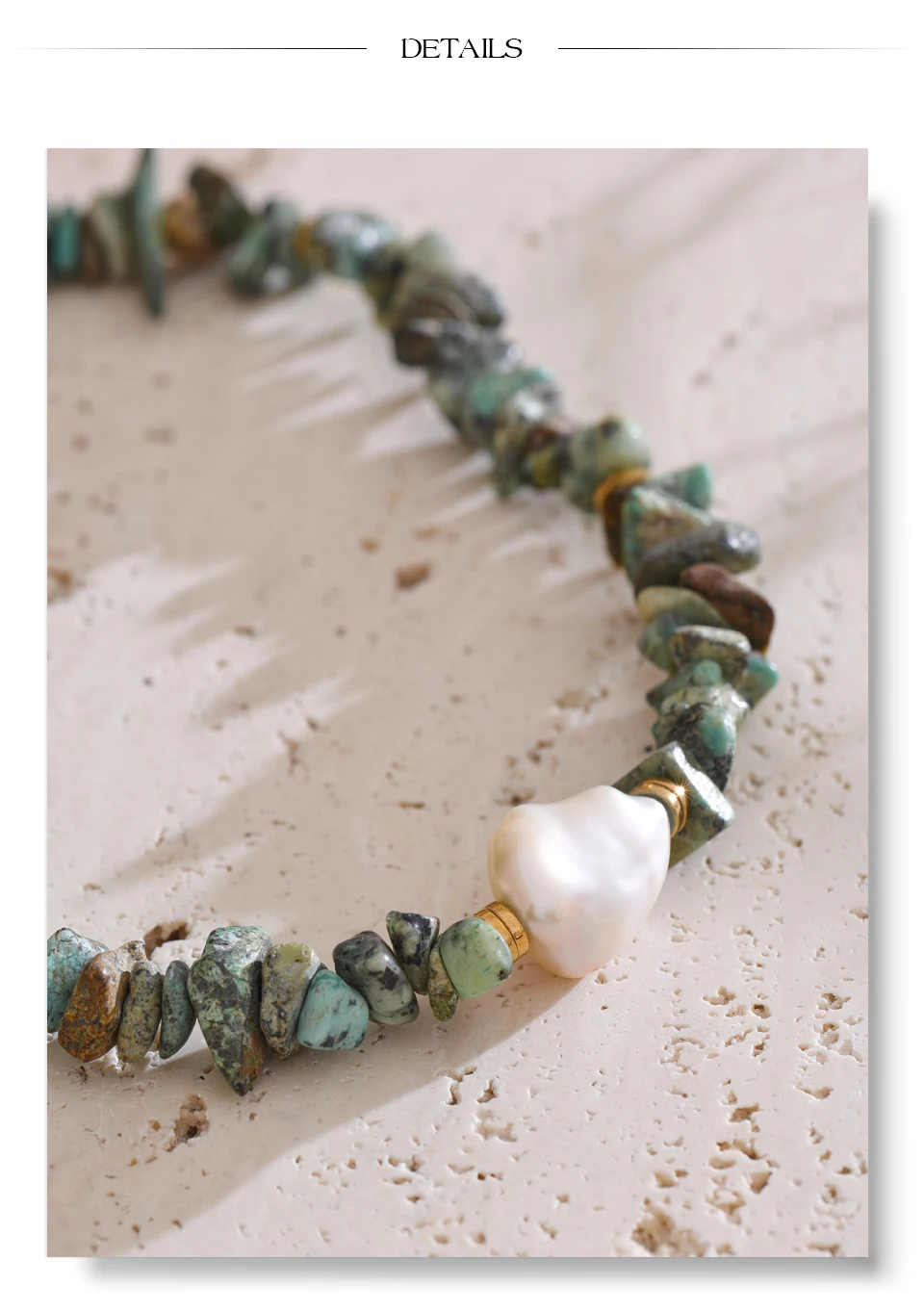 Yhpup handgemachte Perlen Schmuck Sommer beliebte Edelstahl grün Naturstein Türkis Perlenkette Halskette wasserdicht – Detail 12