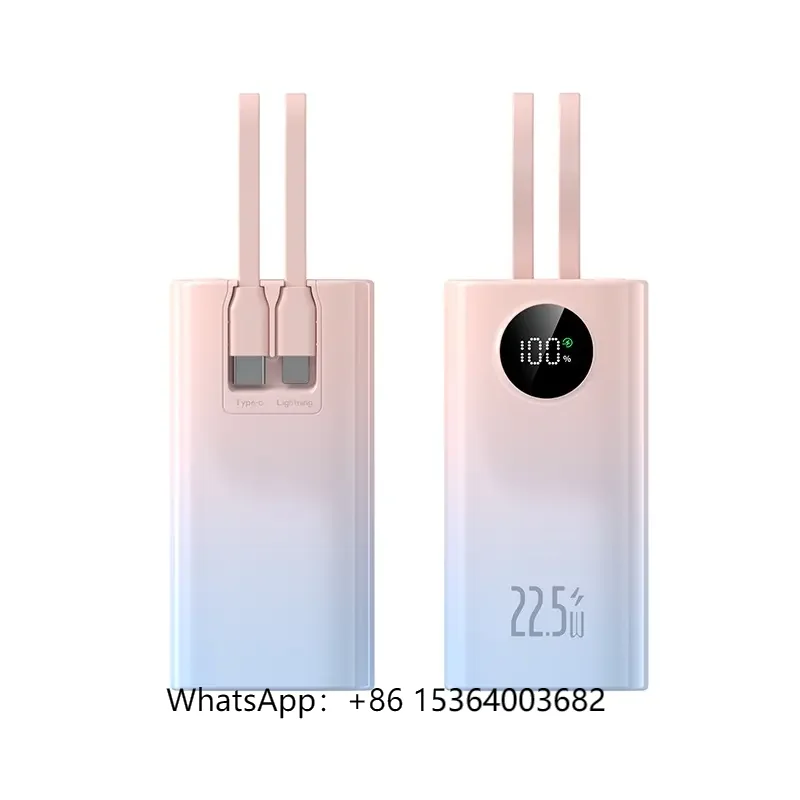 

Заводской OEM ODM Портативная быстрая зарядка 22,5 Вт 20000 мАч Power Bank большой емкости Встроенный 2 кабеля