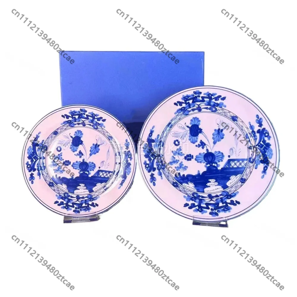High-end Oriental Series Coffee Cup & Saucer Set, Pink Purple Blue Printed Plate Mug,Gift Box Pack Tea Cup for Home Holiday Gift