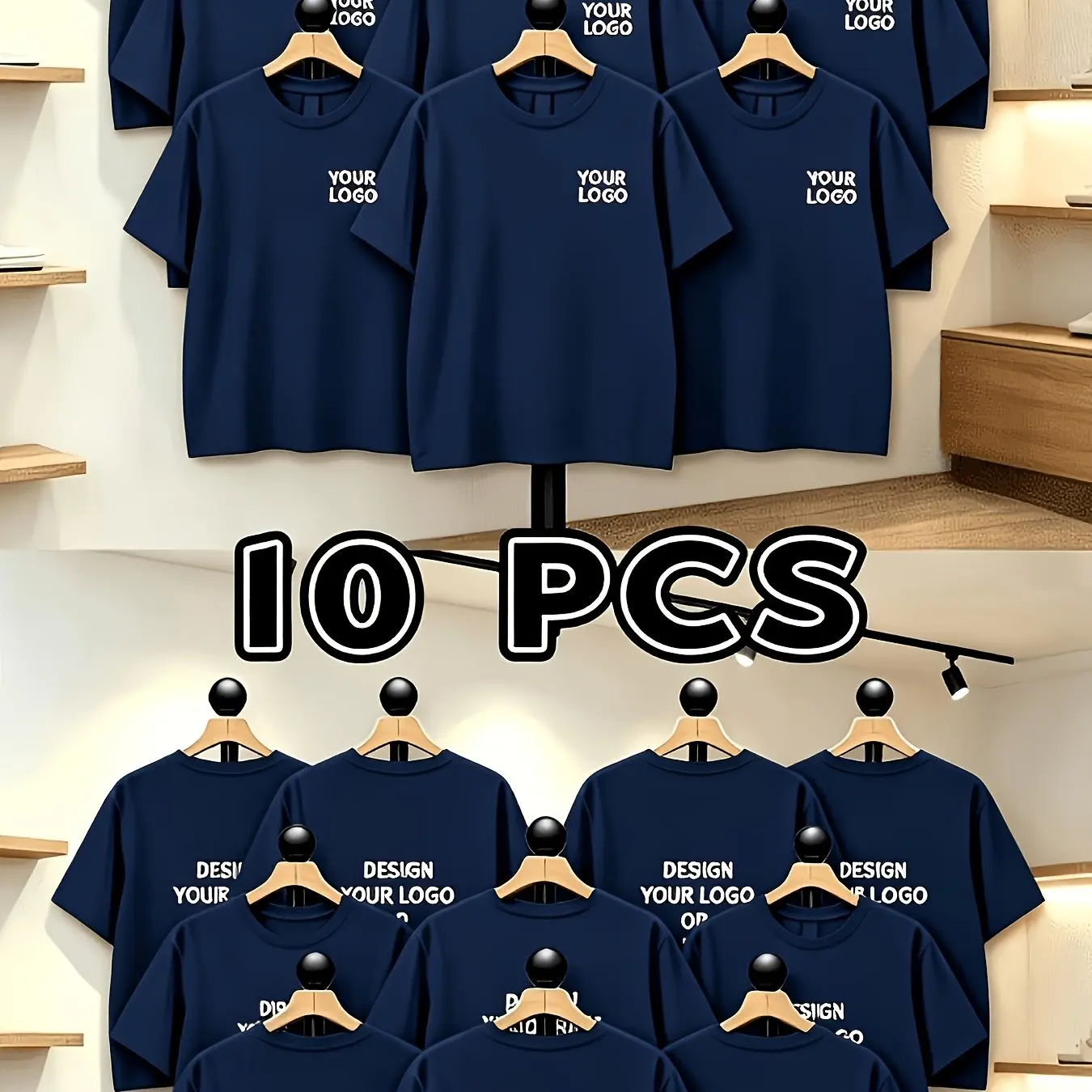 Customized T-shirts (10-Piece Set) Men's Breathable Casual Sports Short-Sleeved Shirts with Customizable Patterns, Logos, Text