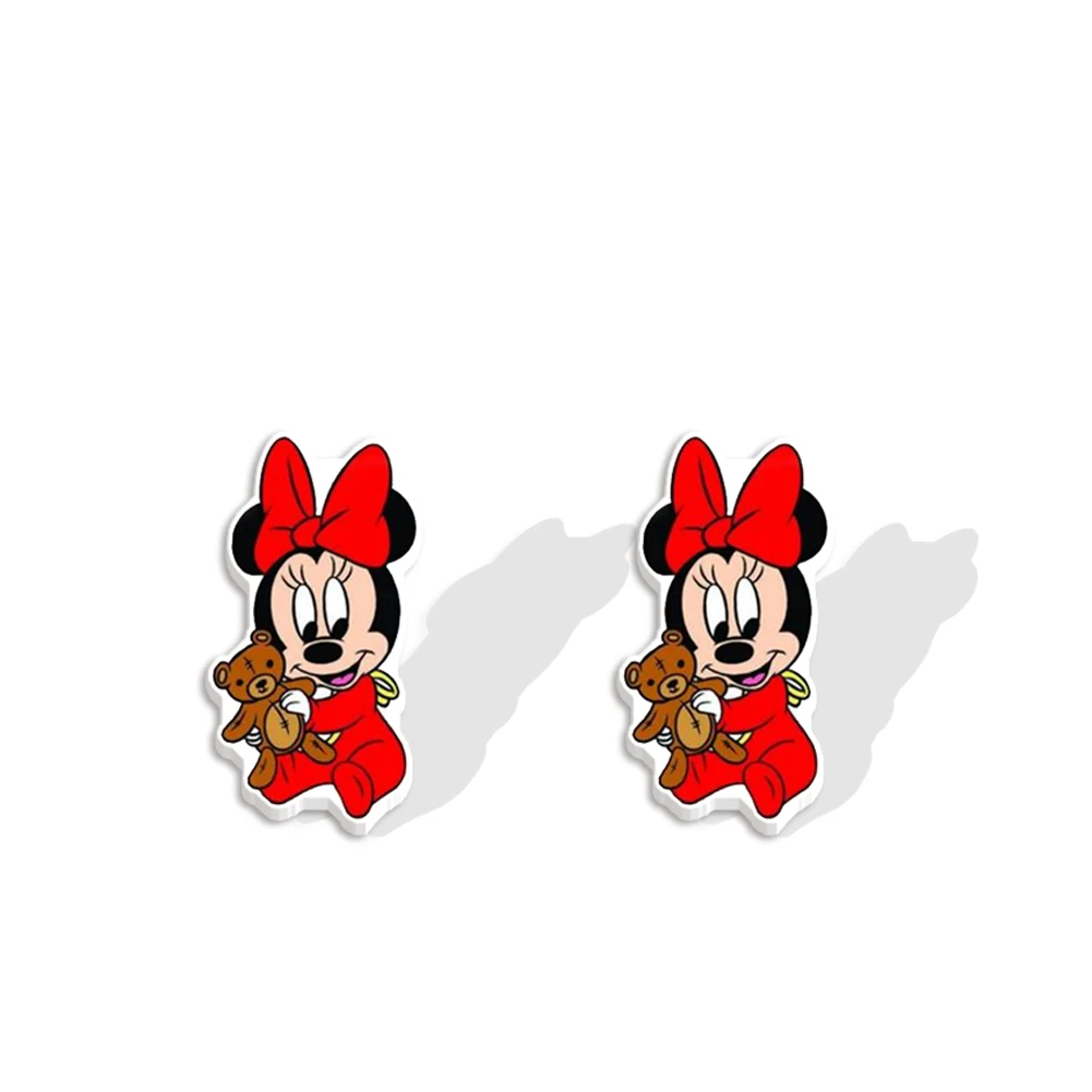 W Women Stud Earrings Disney Mickey Minnie Cartoon Figure Character Girl Acrylic Earring Jewelry for Women Birthday Gift