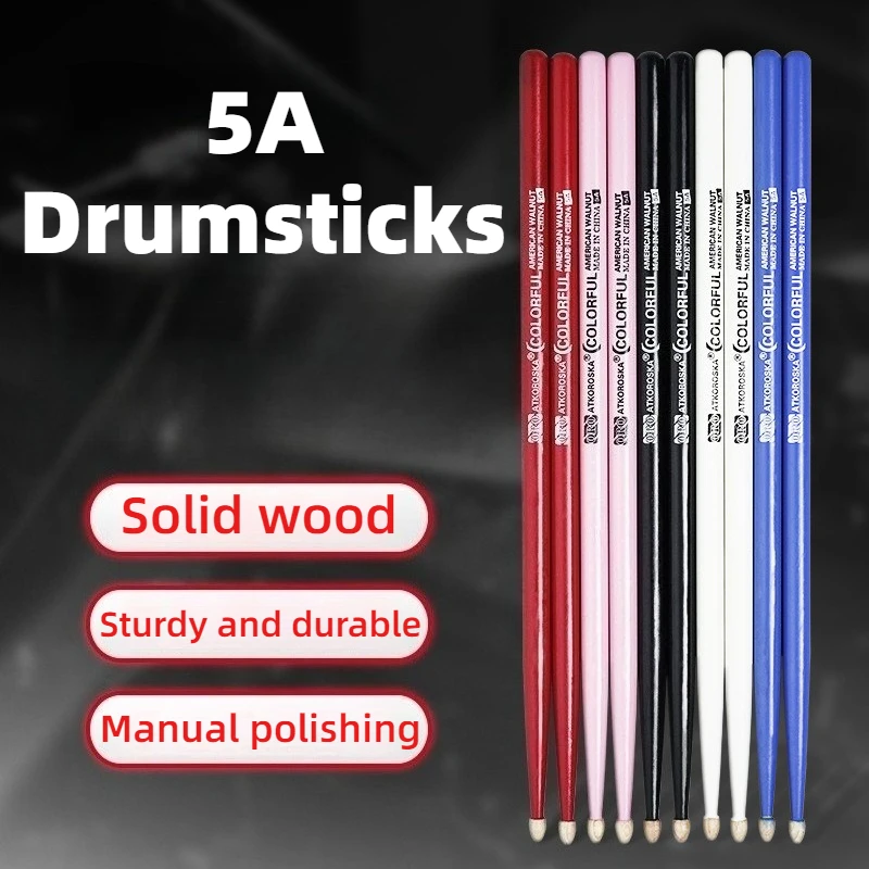 

Профессиональные барабанные палочки из массива дерева 5А, прочные, прочные, закругленные, гладкие, полностью звуковые барабанные палочки, аксессуары для музыкальных инструментов