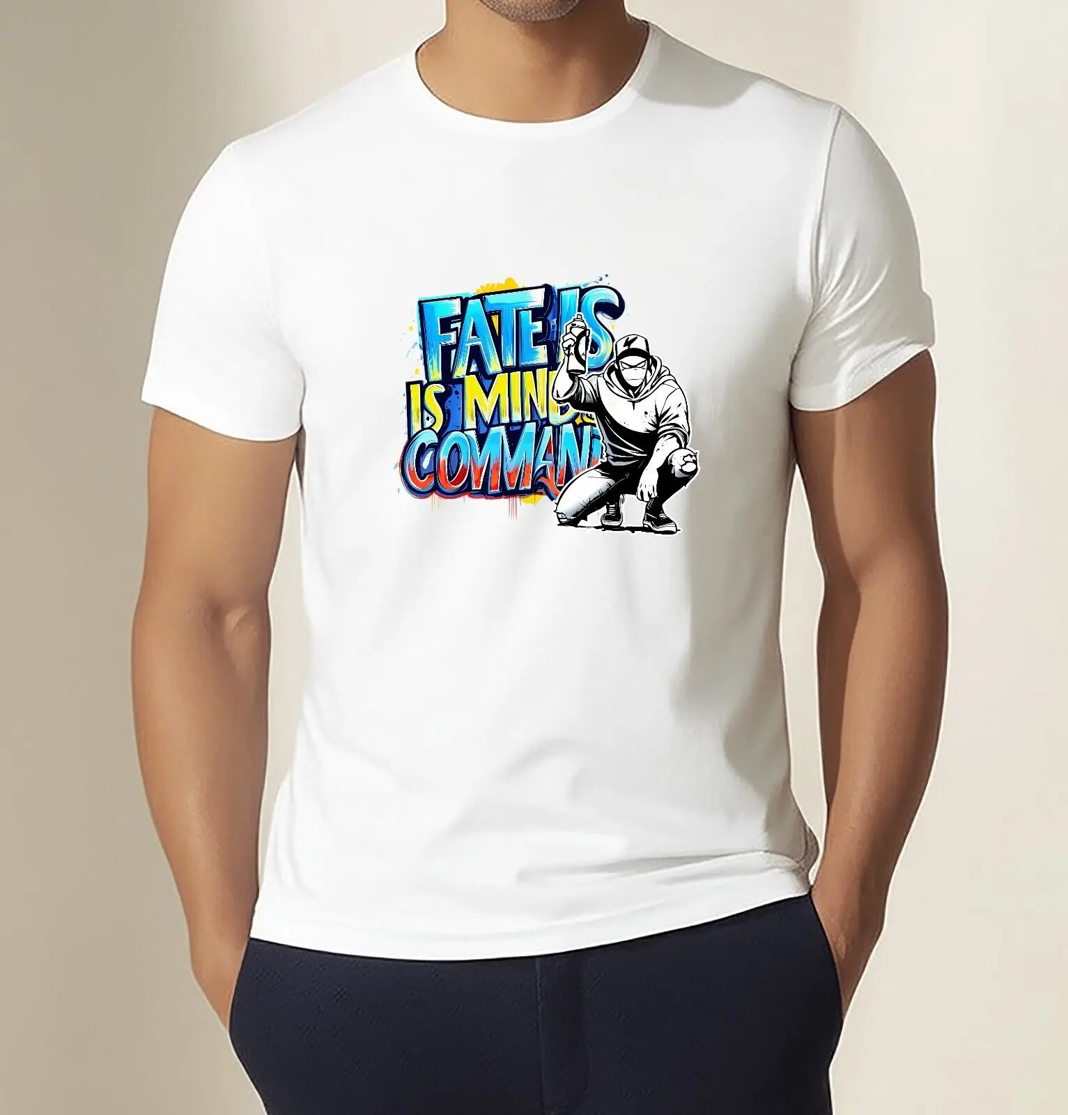 Футболка Fate Is Mine to Command Artist с граффити, городская уличная футболка с рисунком Футболка Fate Is Mine to Command Artist с граффити, городская уличная футболка с рисунком