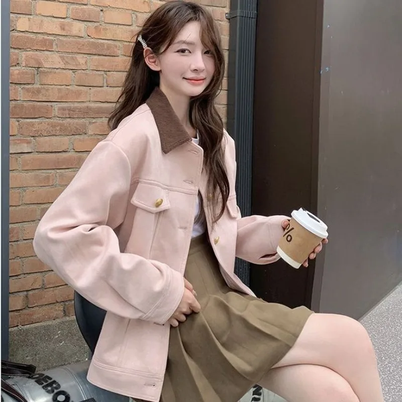 Pink Coat Women's Spring And Autumn New Early Autumn high-end Hong Kong style small casual jacket top tooling jacket