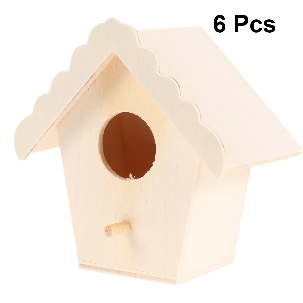 6 Pcs Educational Toys Bird House Model Painted Craft Children DIY Painting Nest Wooden Small