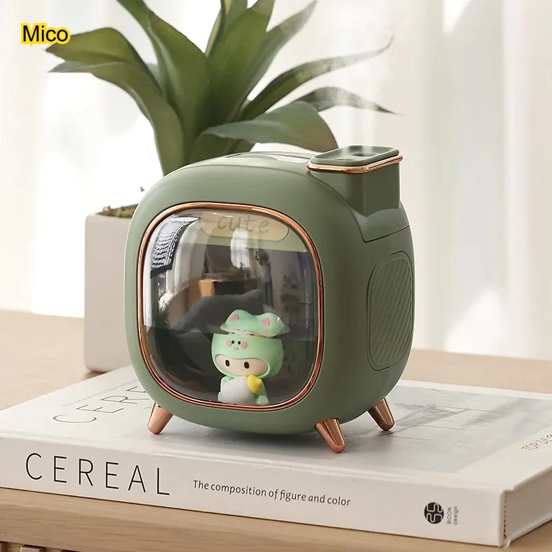Cute Cartoon Doll Ultrasonic Humidifier 500ML, Desktop Decor Aroma Diffuser with Colorful Night Light