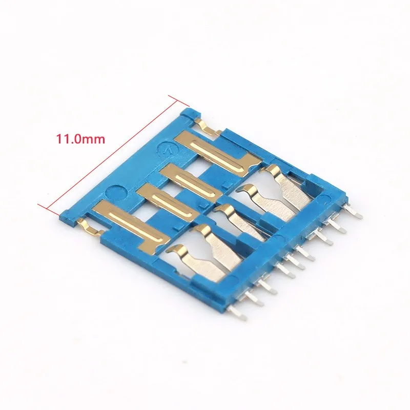 USB 2.0/3.0 SMD male 9PIN connector black blue glue USB A type male copper end gold plated for environmental protection