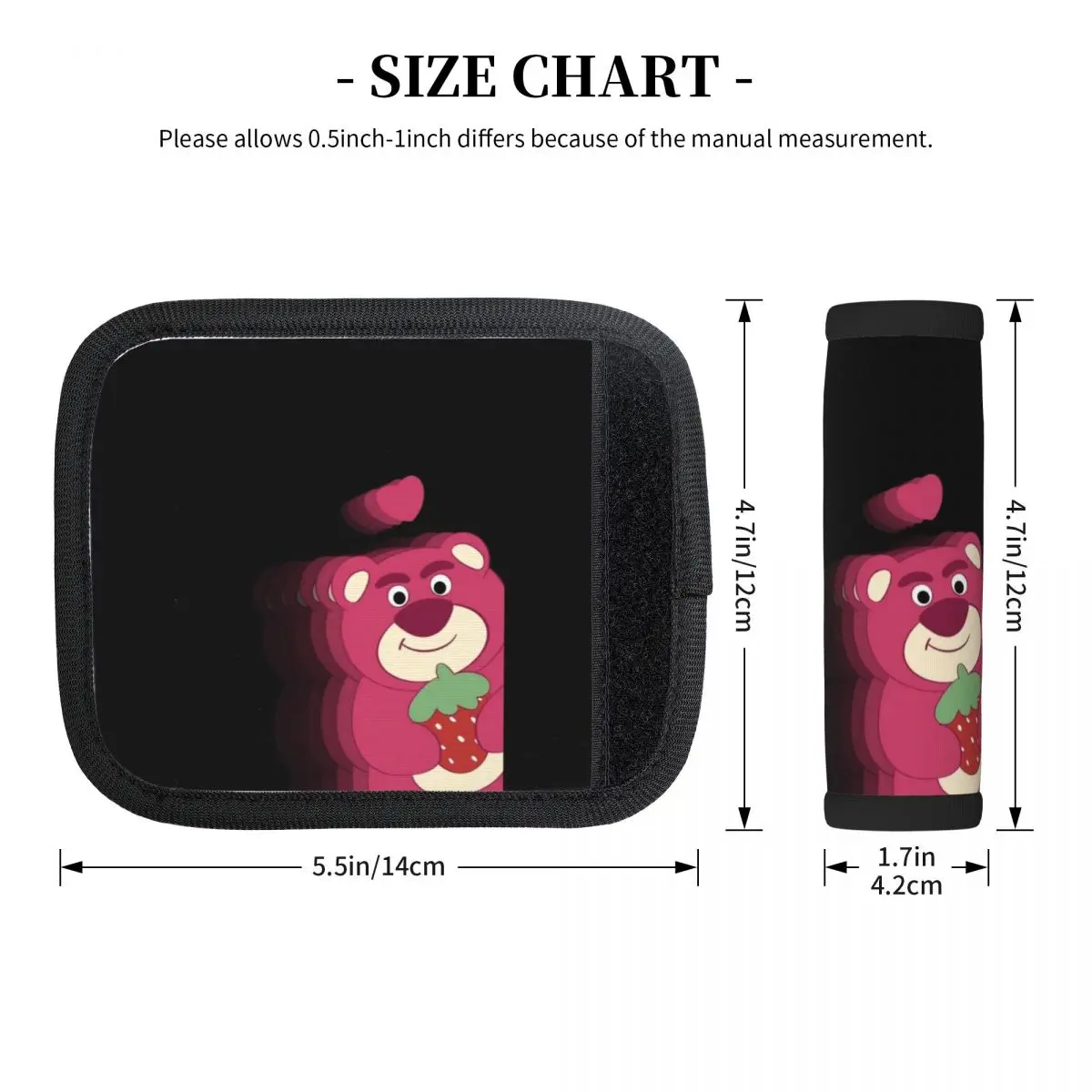 Benutzerdefinierte Lotso Anime 2-teilige Gepäckgriffhülle mit weichem Griff, bequemer Neopren-Koffer-Identifikator für Reisen
