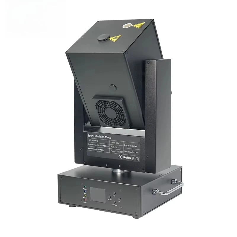 

Control Moving Head Rotating Sparkler Stage Flame Spinning Cold Spark Machine 750w for Wedding