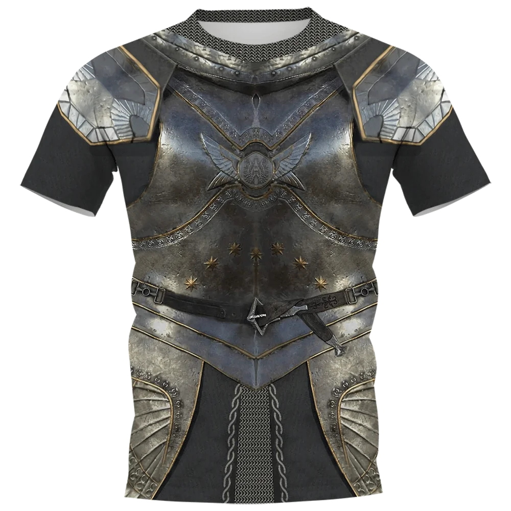 summer Men T-shirt Viking Tattoo Armor 3D Pattern Printed Women Shirt Unisex Short Sleeve Harajuku Casual Streetwear Tops tees