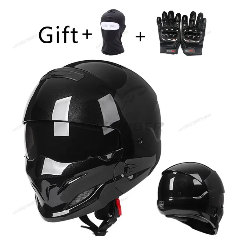 

DOT Certified Scorpion Helmet Motorcycle Retro Combination Full Helmet Warm Men Cruising Electric Motorbike Four Seasons