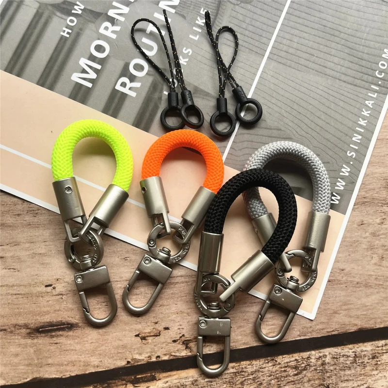 1Pc Keychain Lanyard Heavy Metal Keyring Pendant Mobile String Short Lanyard Key Anti-Lost Cellular Accessory Rope
