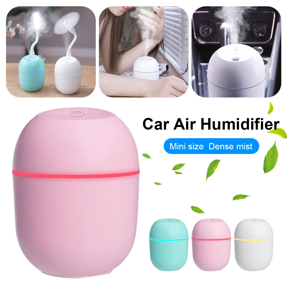 220ml Mini Humidifier USB Power with LED Ambient Light Car Home Humidifier Aromatherapy Oil Diffuser with 5V USB Output