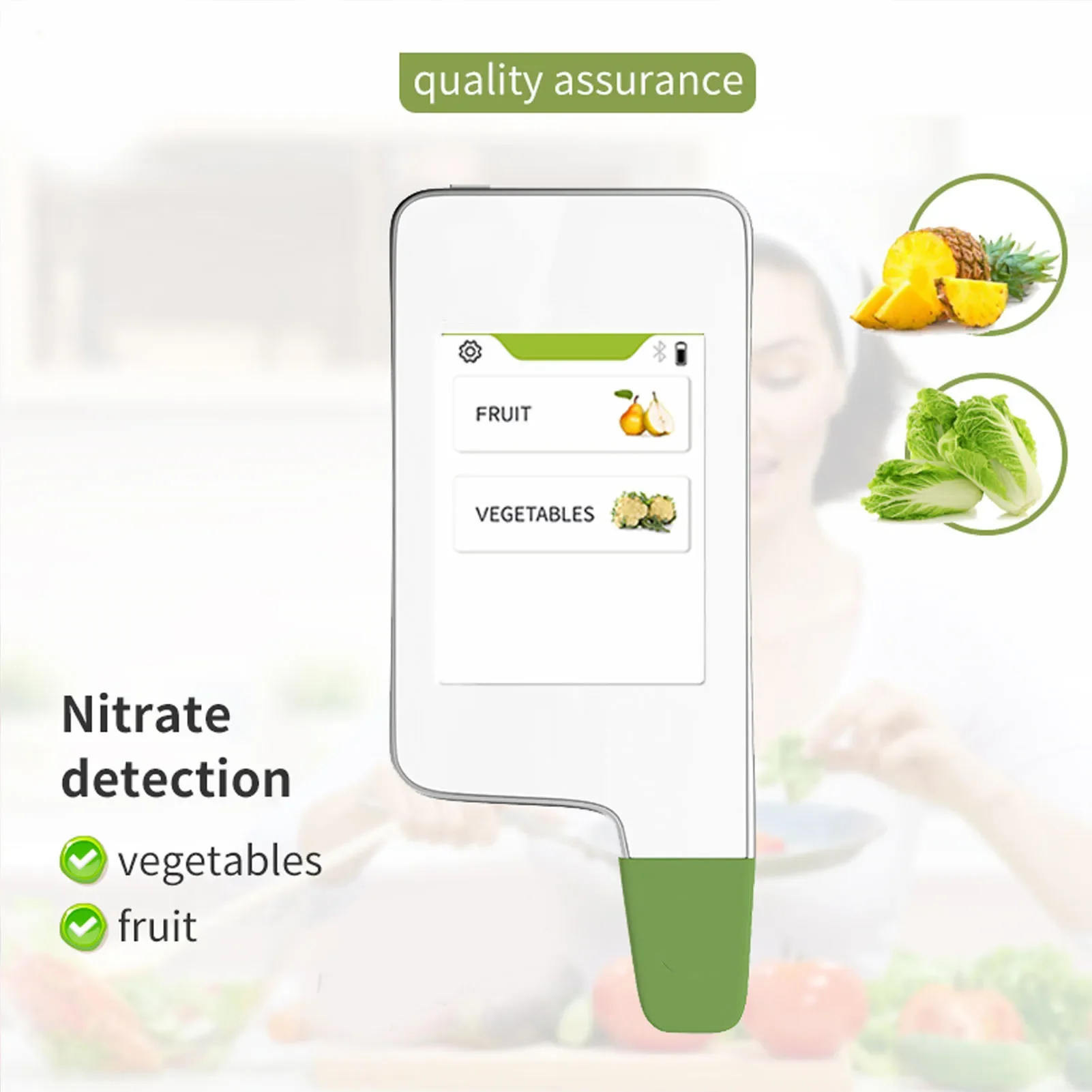 Food Nitrate Content Detector Portable Nitrate Tester  for Fruits Vegetables 0-9999mg/kg Range White Portable Nitrate Tester