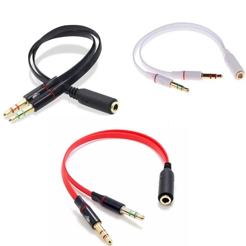 

10pcs/lot 3.5mm 1 Female to 2 male AUX Audio Cable Mic Splitter Cable Earphone Headphone Adapter Cable for Phone pad Mobile