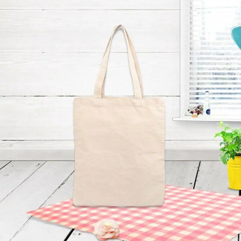 Plain Reusable Cotton Shopping Bags Foldable Shoulder Bag Large Handbag Fabric Canvas Tote Bag for Market Shopping Bags Gifts