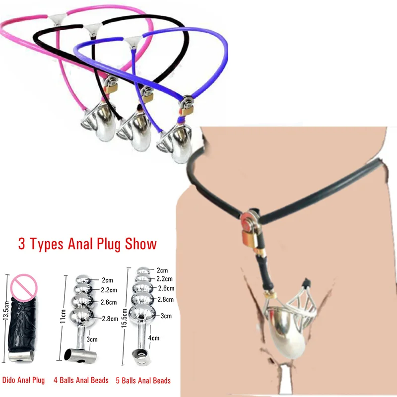 Male Stainless Steel Chastity Belt with Plugs Locking Cock Cage Adjustable Panties Penis Restraint Device Sex Toys for Men Gay