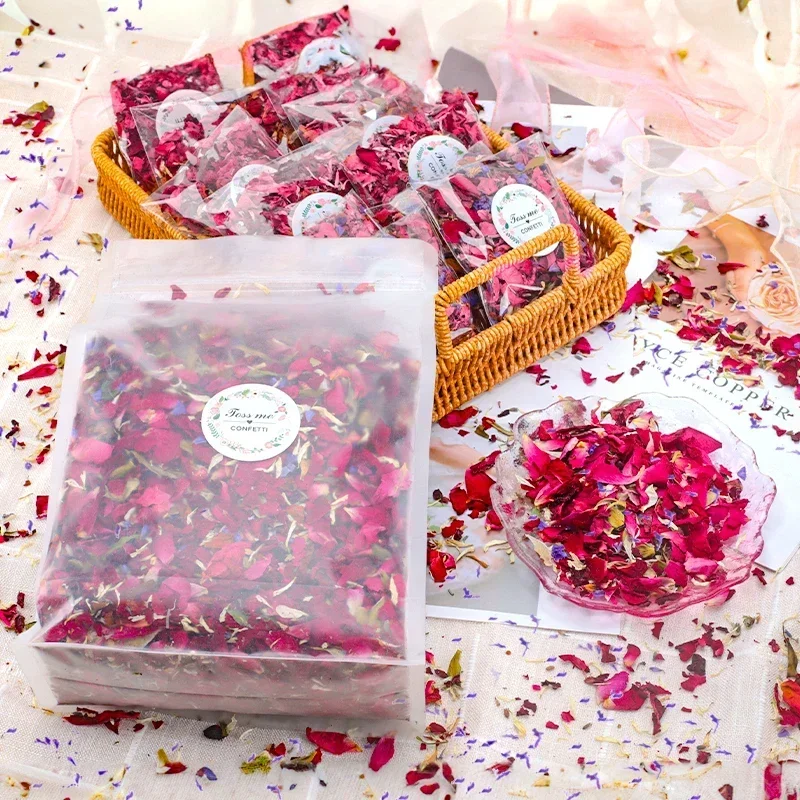 200G Natural Dried Flower Wedding Confetti Red Blue Rose Petal Birthday Party DIY Decoration Biodegradable Handmade Party Supply