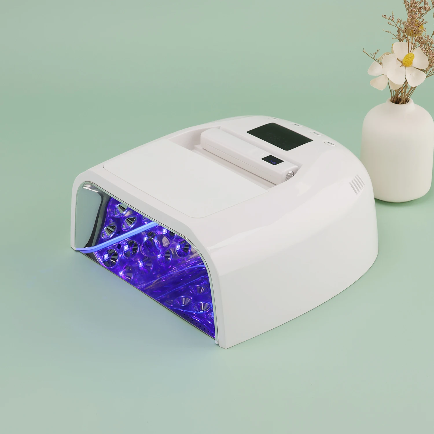 Nieuwe collectie professionele 128W sterke kracht wit licht UV LED nagellamp droger met draagbare mini-handvatlamp