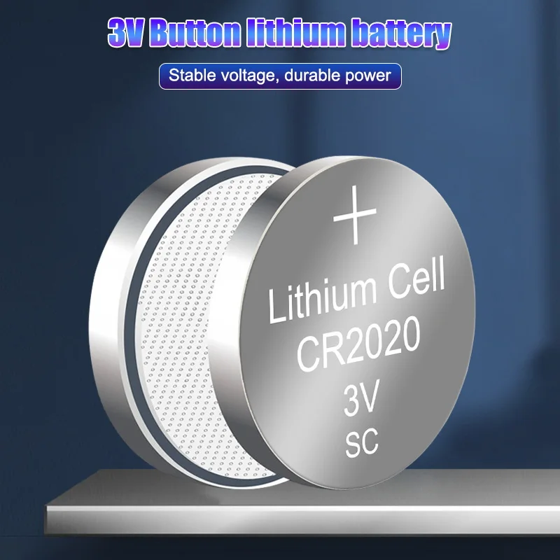 Batería de botón de litio de alta temperatura para reloj, juguetes y calculadora, 3V, CR2020, 2020, 110mAh, 6 piezas