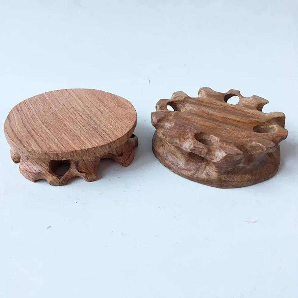 Redwood Handicraft Base Round Solid Wood Peculiar Jade Stone Seal Purple Clay Teapot Tea Cup Bottom Seat Wooden Pallet