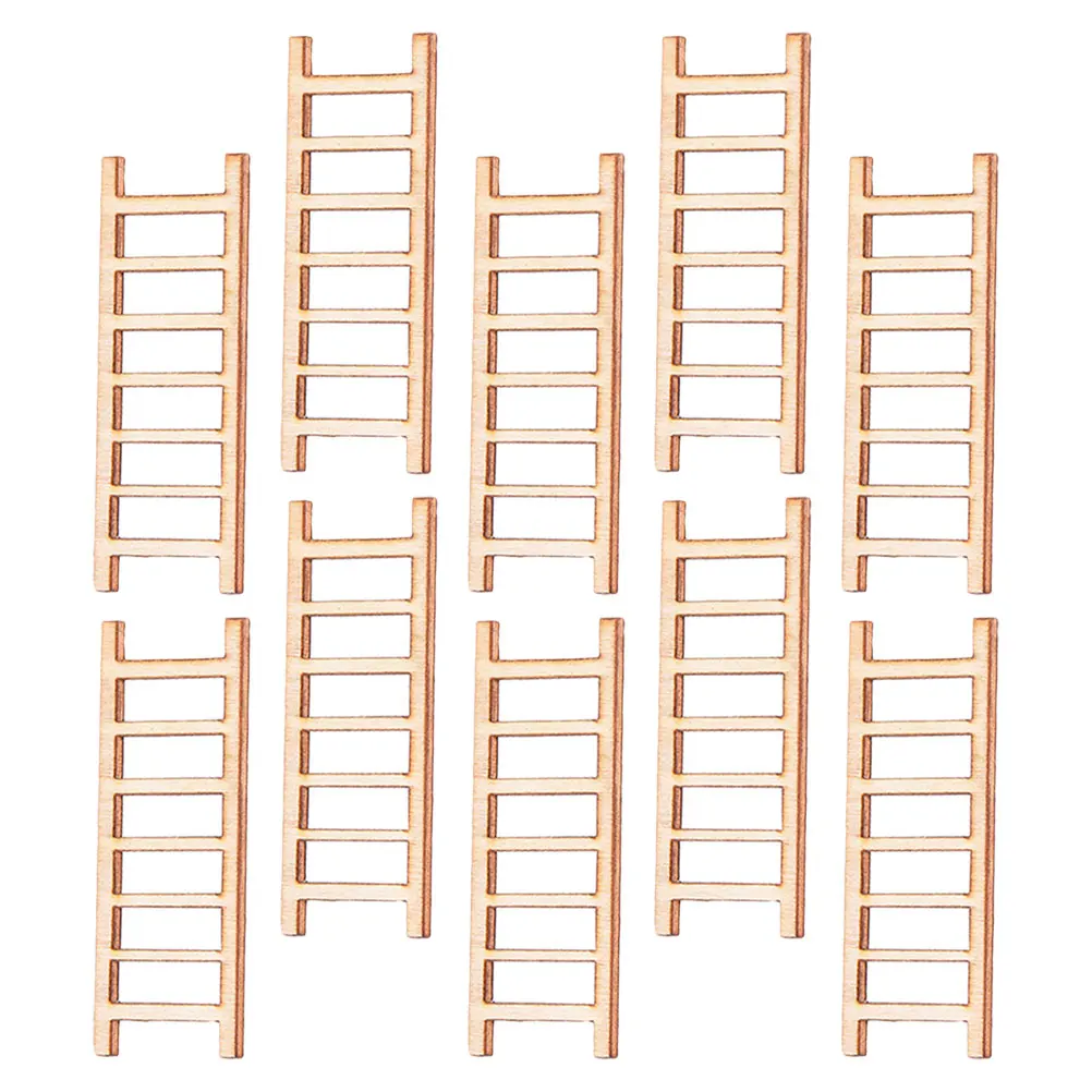 

10 Pcs Mini House Ladder Succulent Pot Green Plant Decor Wooden Staircase House Props Realistic Details Stylish