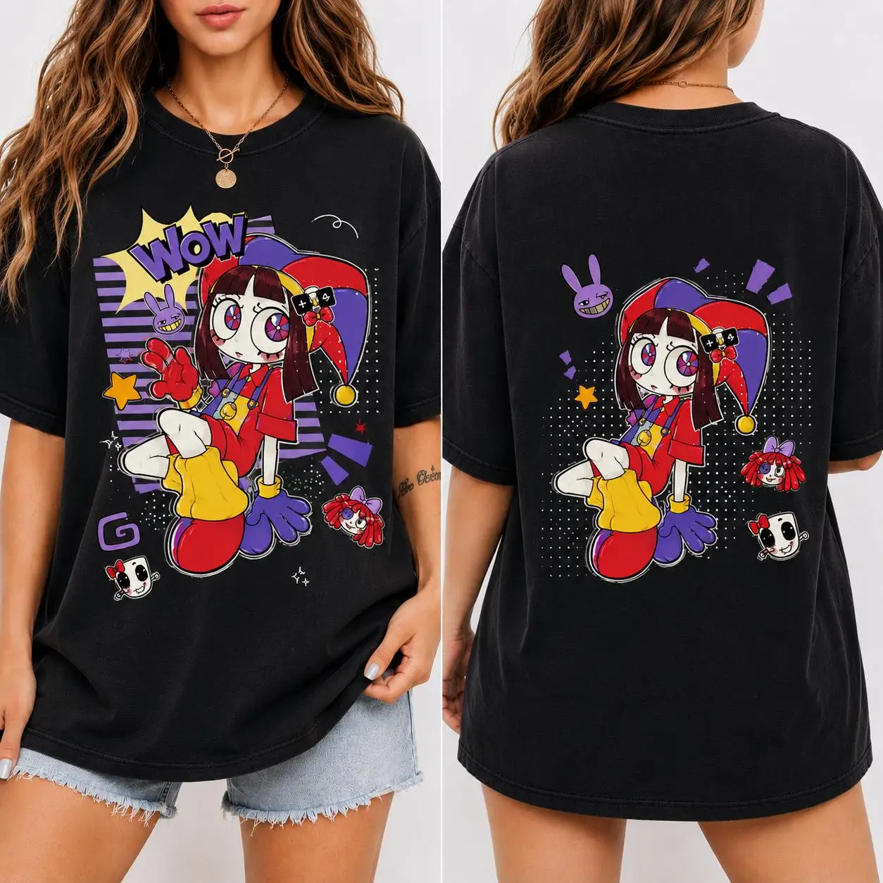 Magical Digital Circus Pomni Character Shirt Circus Character Shirt Anime Gift Boys and Girls Short Sleeved T-shirt