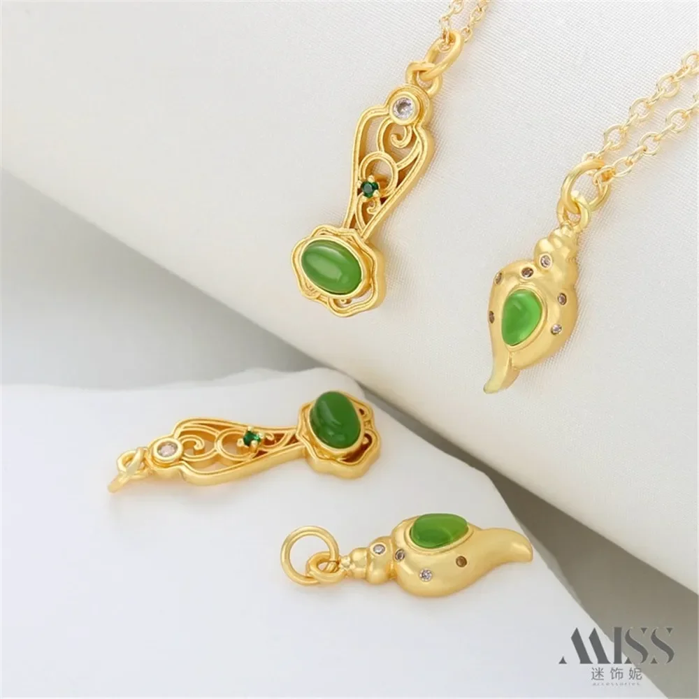 

18K Gold Bag Color-preserving Ancient Gold Jade Ruyi Gourd Pendant DIY Handmade Bracelet Necklace Jewelry Accessories