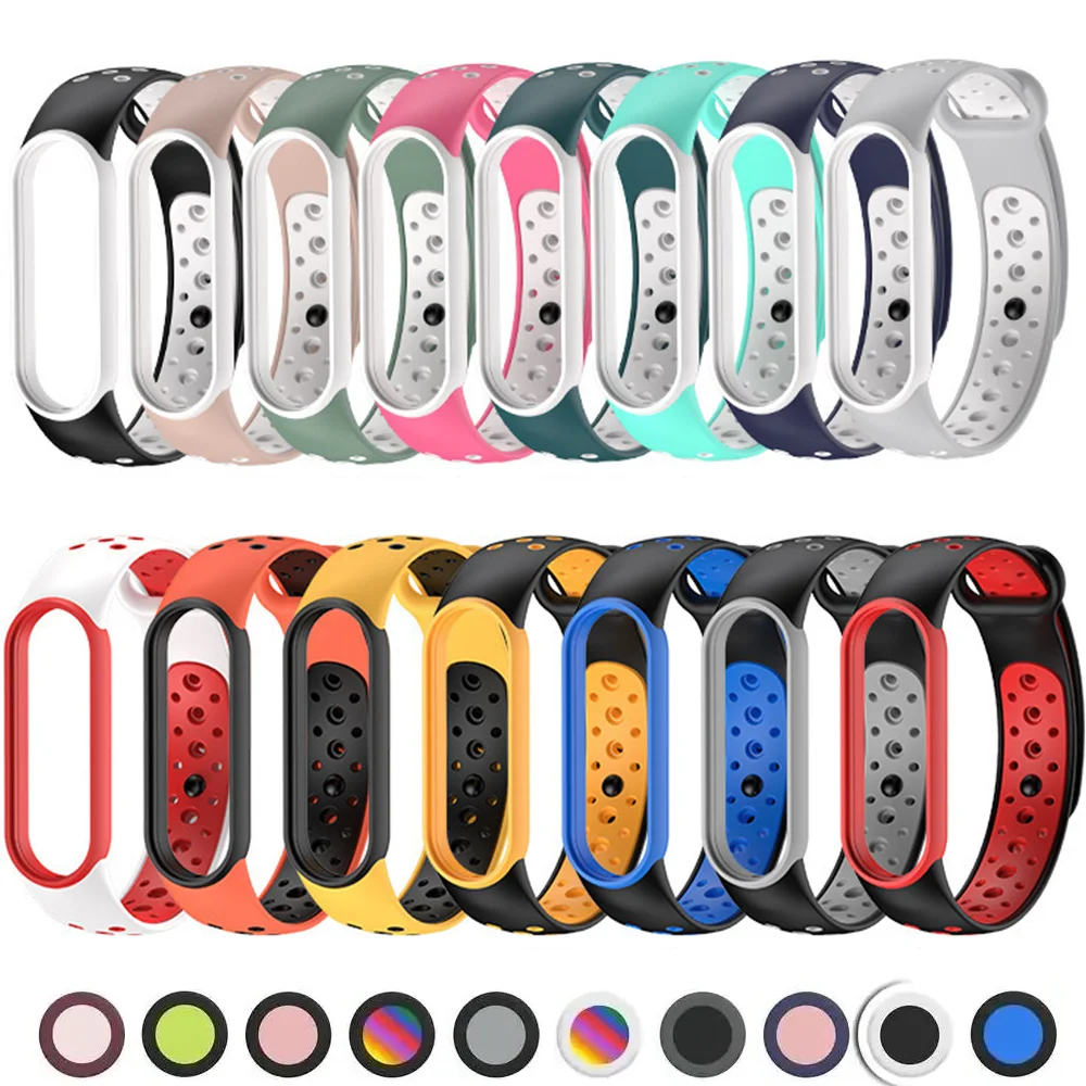 

Sport Watchband For Xiaomi Mi Band 7 NFC smartwatch Correa miband7 Silicone Air-Hole Wrist bracelet on Mi band 6 5 4 3 7 8 strap