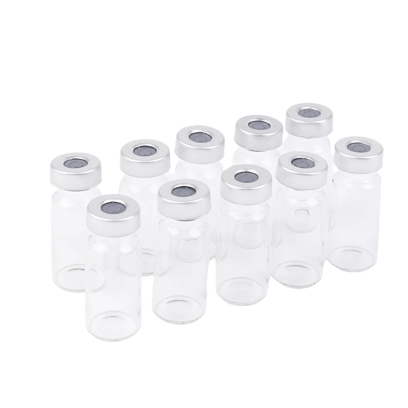 Flacons d'ÉchdébordScellés en Verre Transparent avec Port d'Injection Auto-Guérison, 5/10/20ml, Paquet de 10